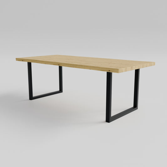 Table pied acier Carré plateau chêne