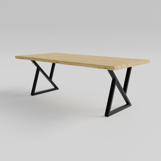 Table pied acier Sablier plateau chêne