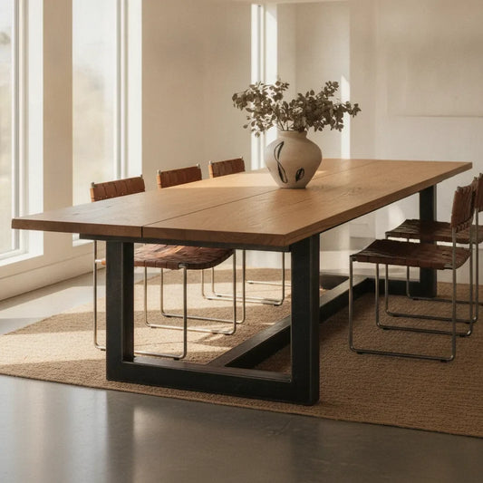 Table bois métal avec rallonges | guide sur mesure