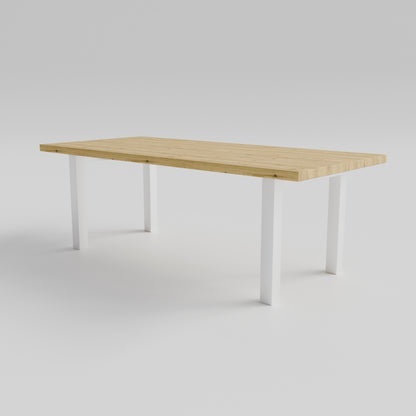Table pied acier Droit plateau chêne