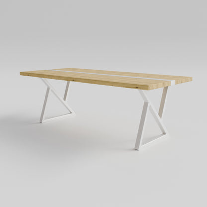 Table pied acier Sablier plateau chêne