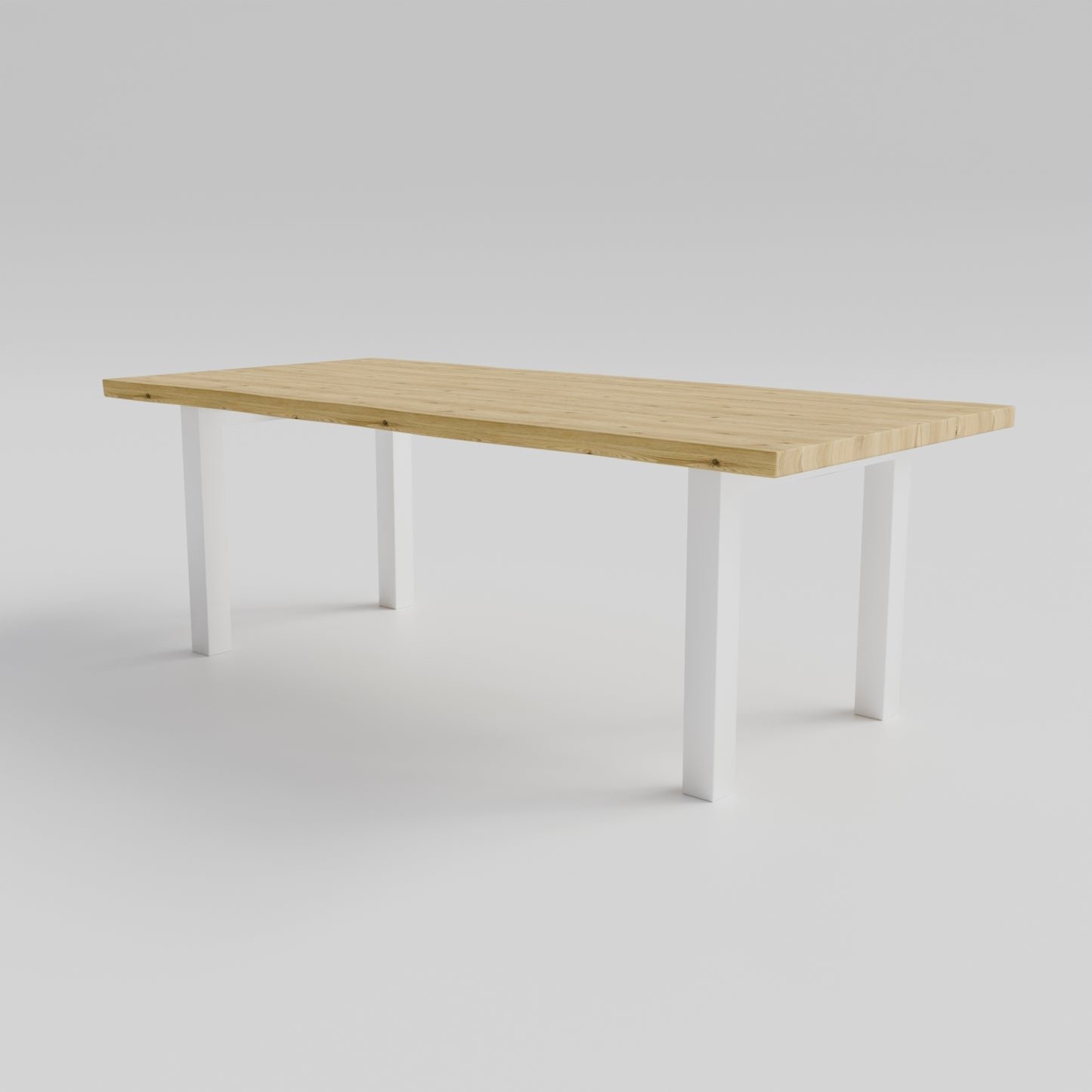 Table pied acier Droit plateau chêne
