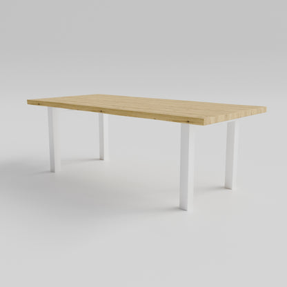 Table pied acier Droit plateau chêne