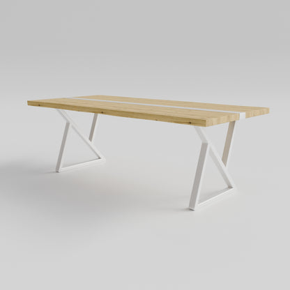Table pied acier Sablier plateau chêne