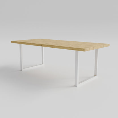 Table pied acier Carré plateau chêne