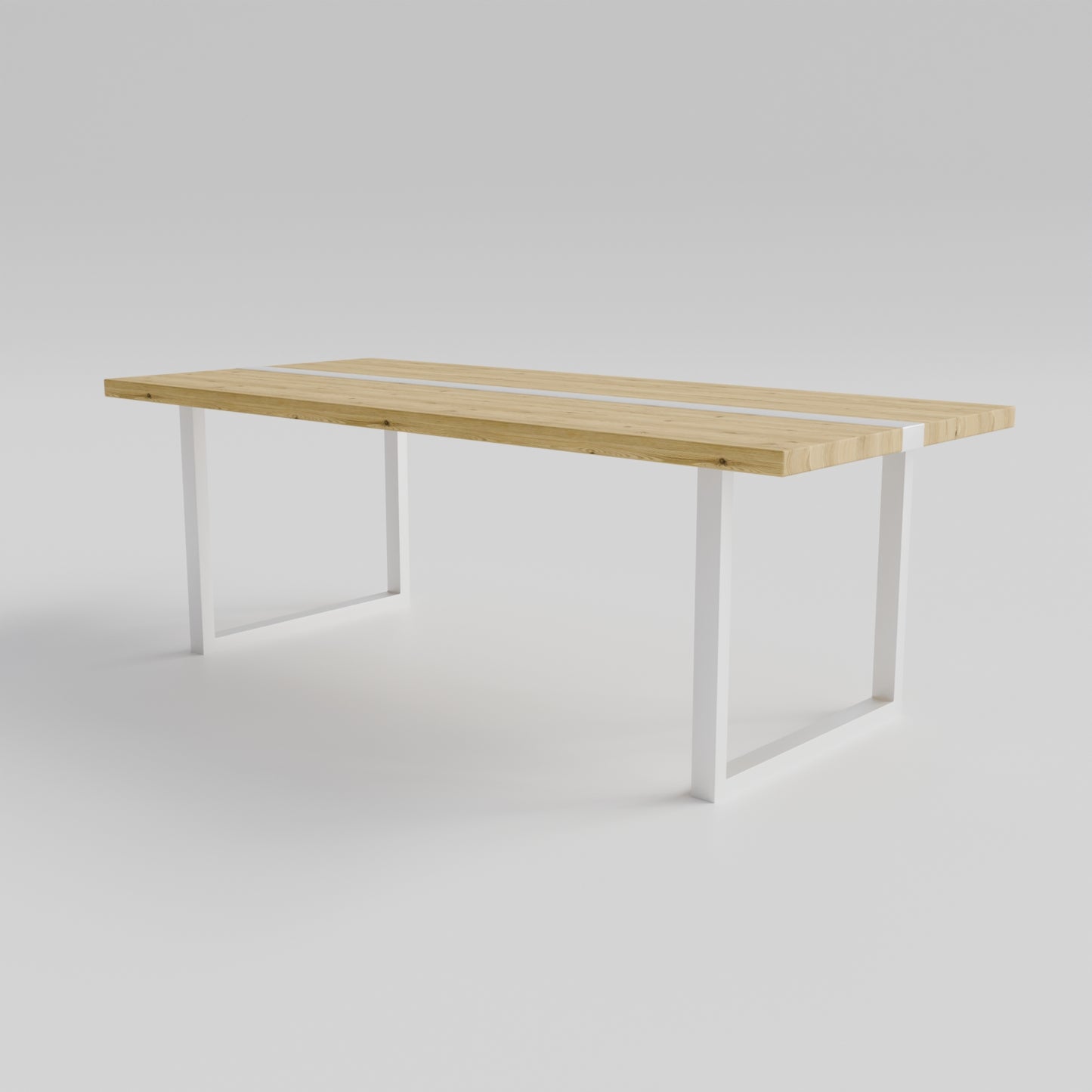 Table pied acier Carré plateau chêne