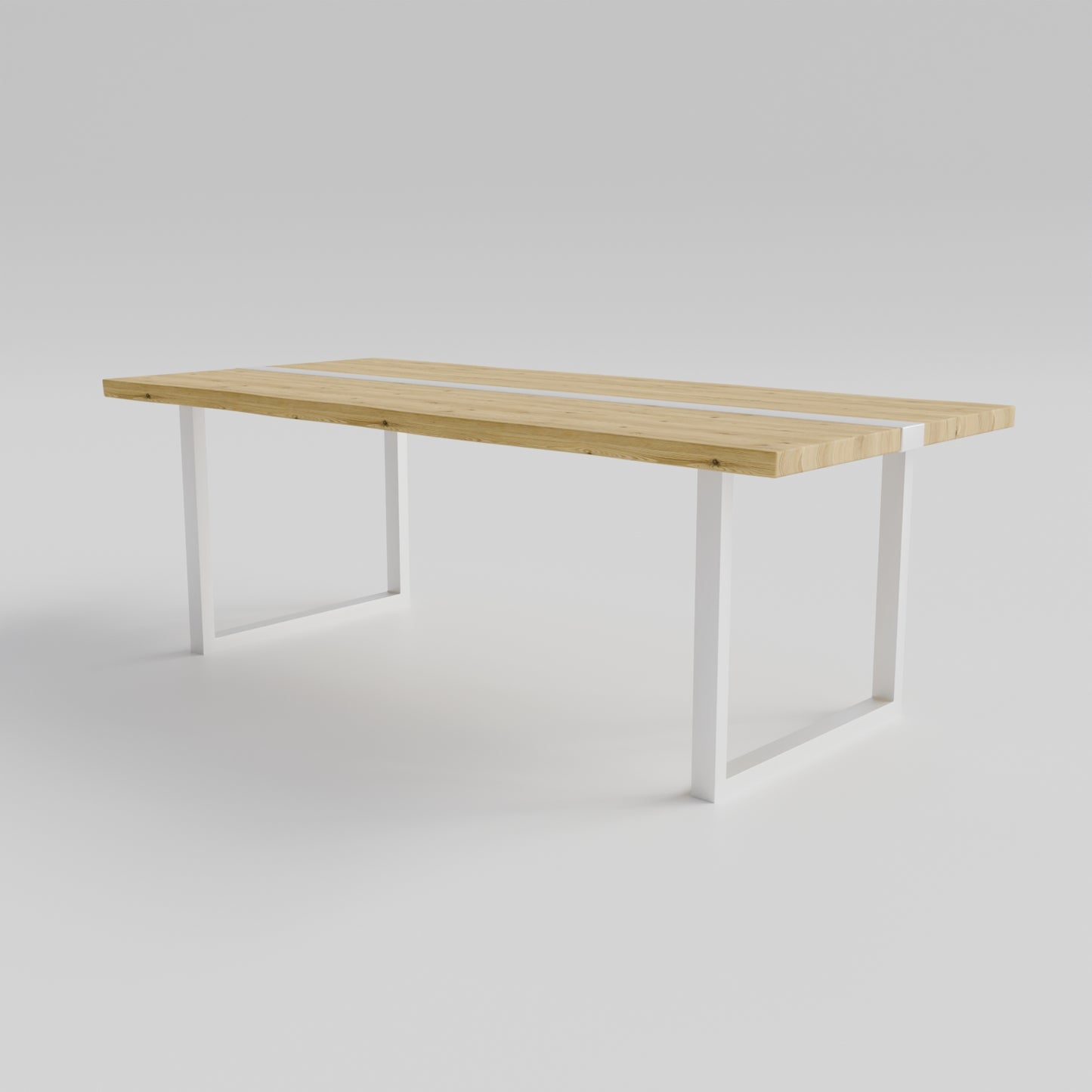 Table pied acier Carré plateau chêne