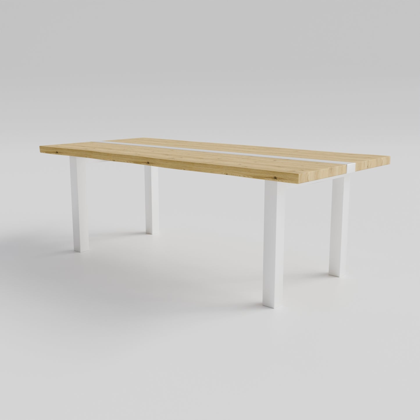 Table pied acier Droit plateau chêne
