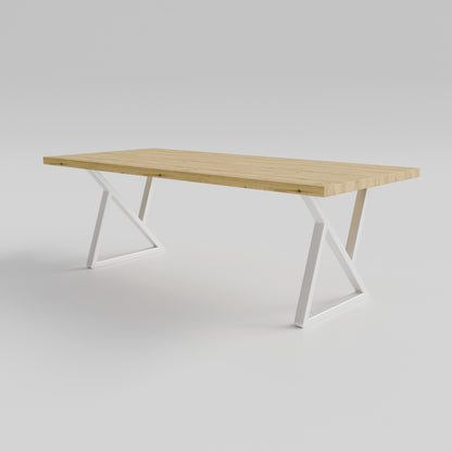 Table pied acier Sablier plateau chêne