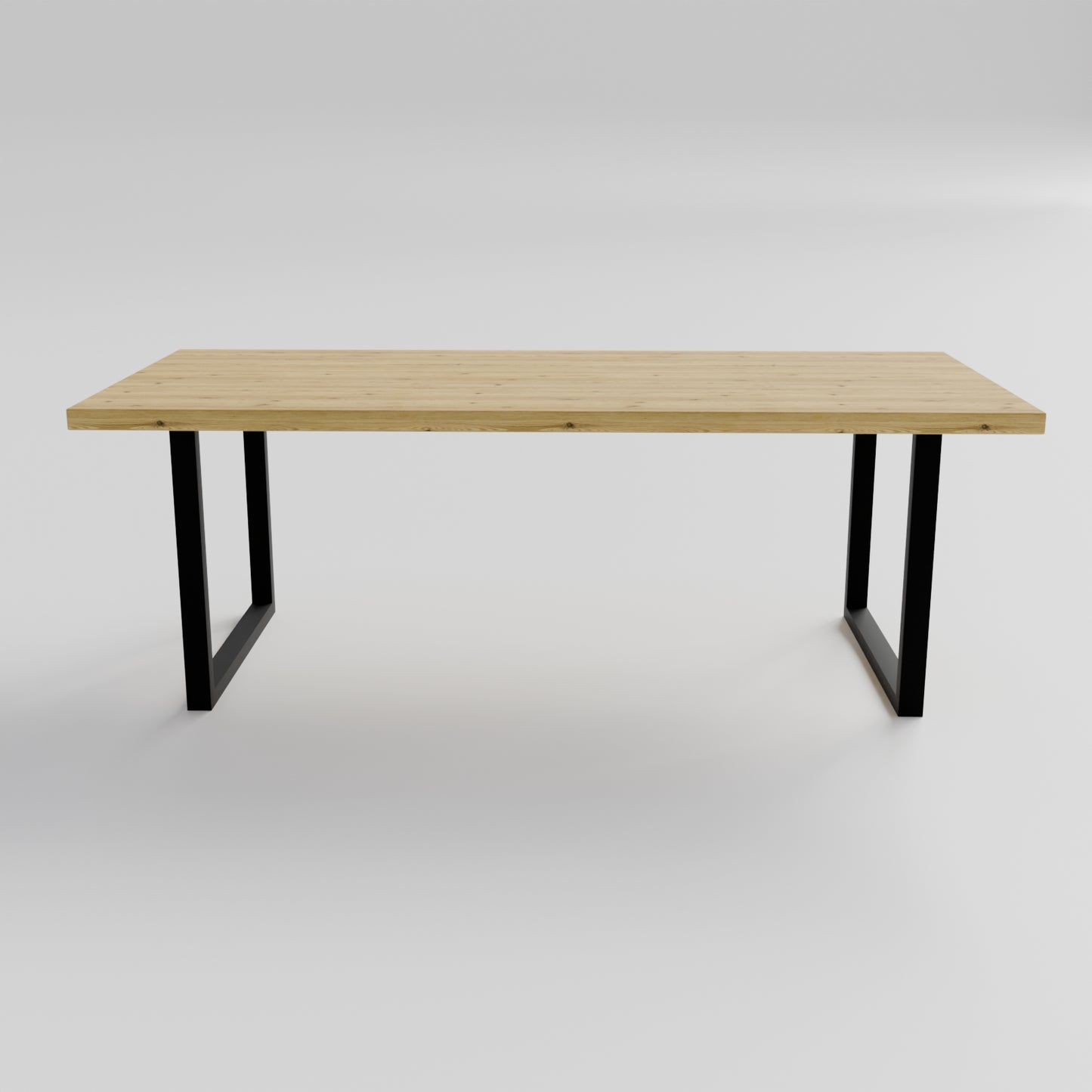 Table pied acier Carré plateau chêne