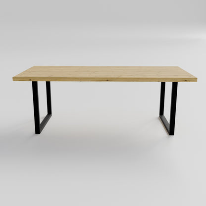 Table pied acier Carré plateau chêne