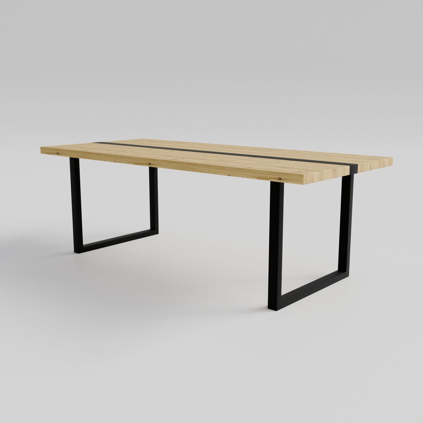 Table pied acier Carré plateau chêne