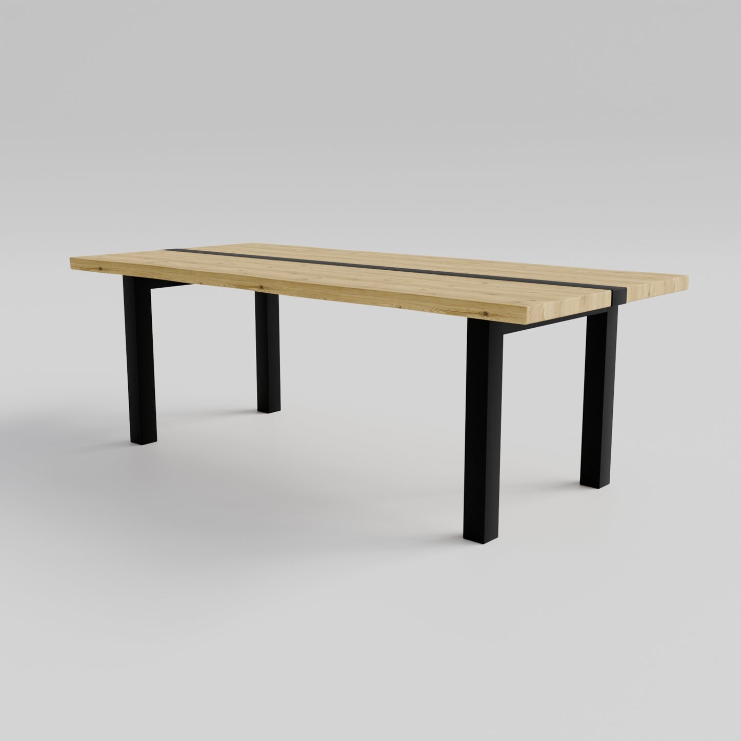 Table pied acier Droit plateau chêne