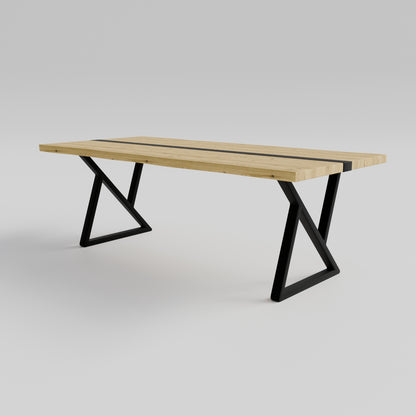 Table pied acier Sablier plateau chêne