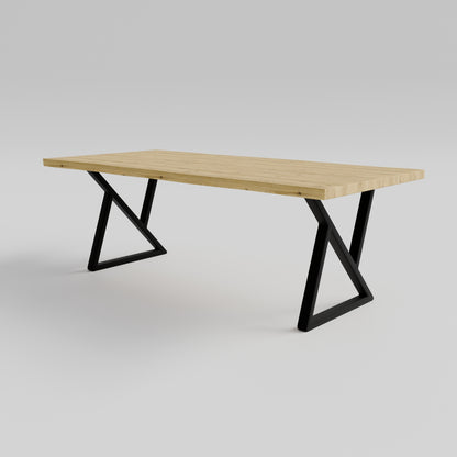 Table pied acier Sablier plateau chêne
