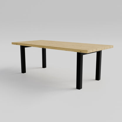 Table pied acier Droit plateau chêne