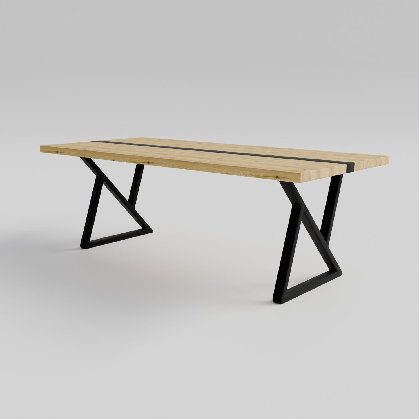 Table pied acier Sablier plateau chêne