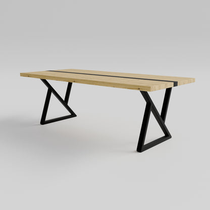 Table pied acier Sablier plateau chêne