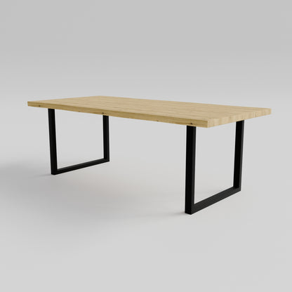 Table pied acier Carré plateau chêne