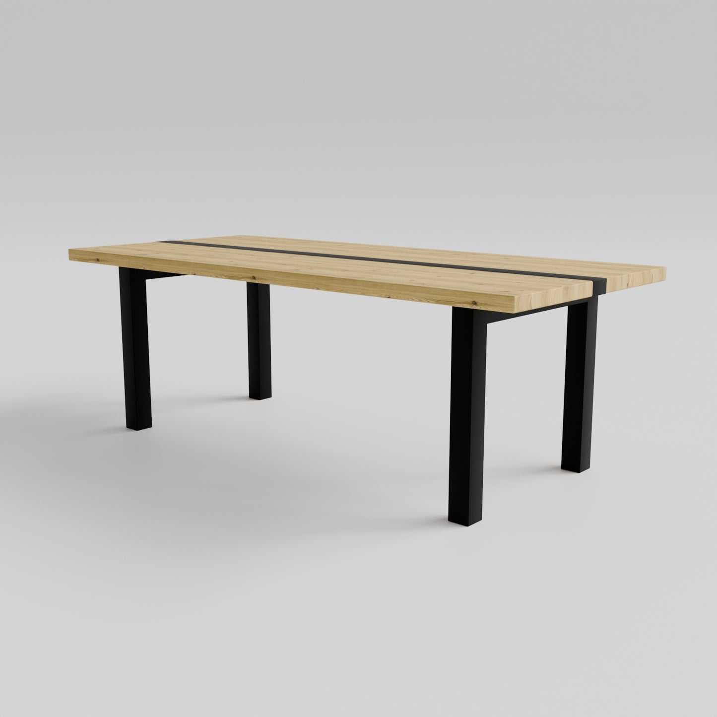 Table pied acier Droit plateau chêne