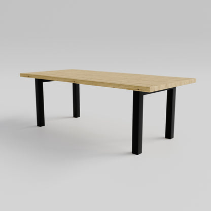 Table pied acier Droit plateau chêne