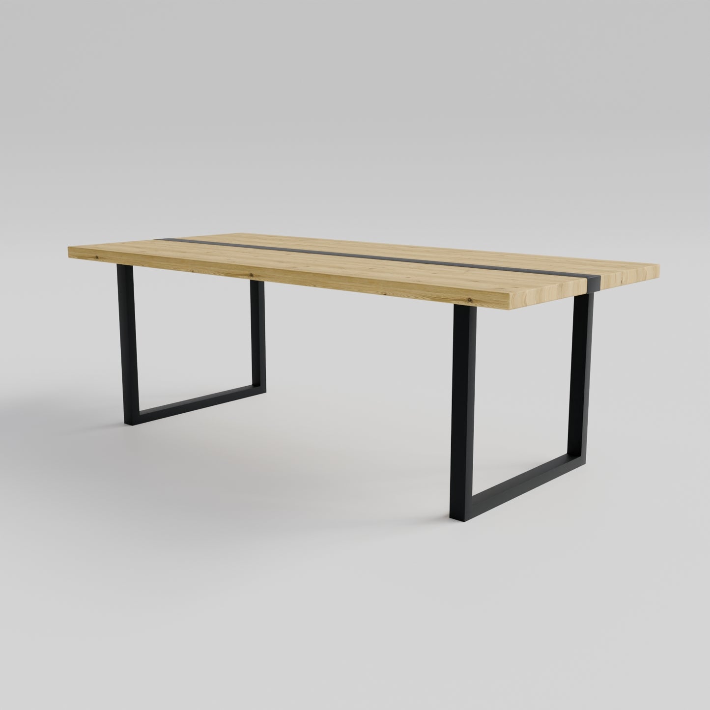 Table pied acier Carré plateau chêne