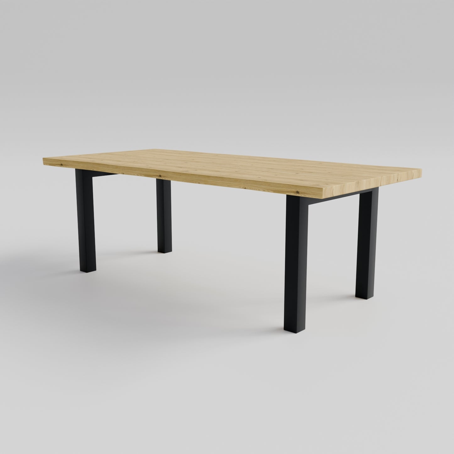 Table pied acier Droit plateau chêne