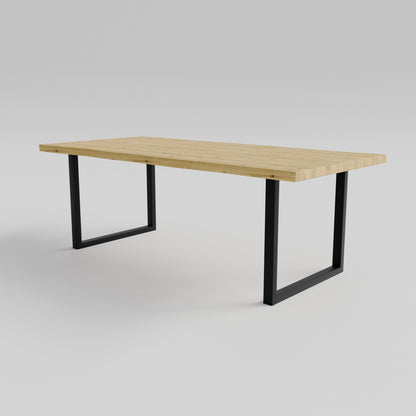 Table pied acier Carré plateau chêne