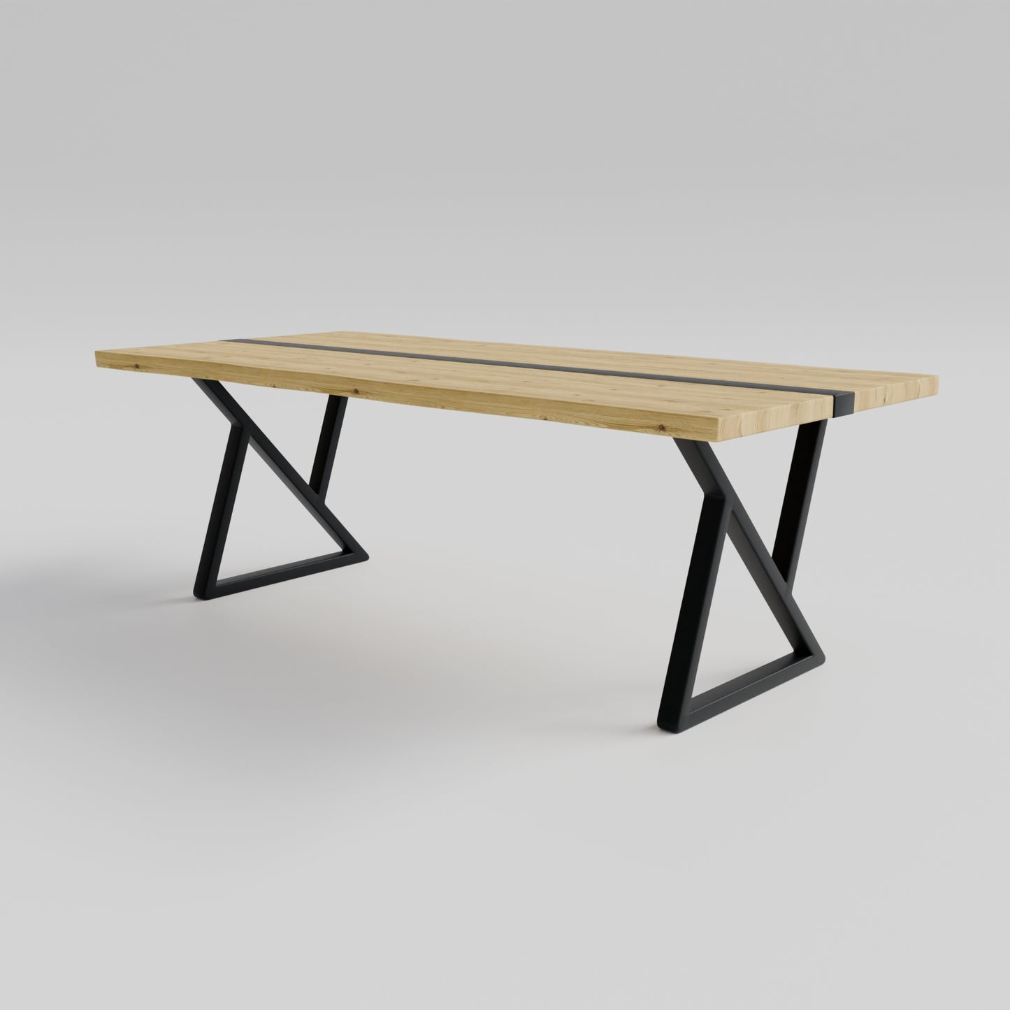 Table pied acier Sablier plateau chêne