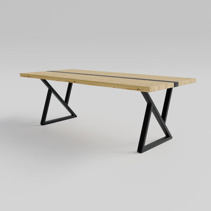 Table pied acier Sablier plateau chêne