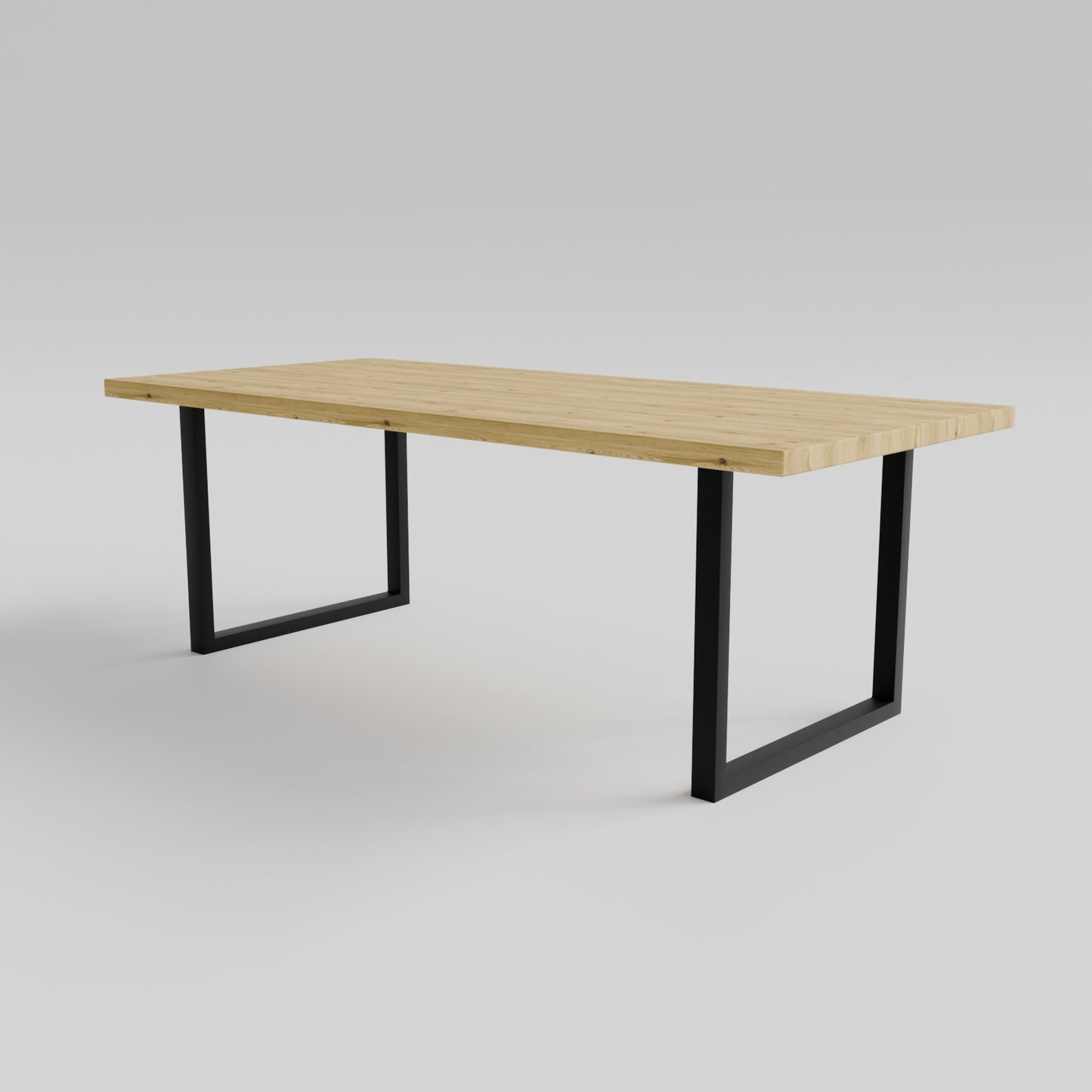 Table pied acier Carré plateau chêne