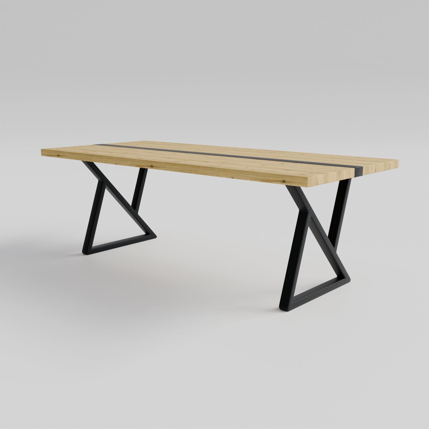Table pied acier Sablier plateau chêne