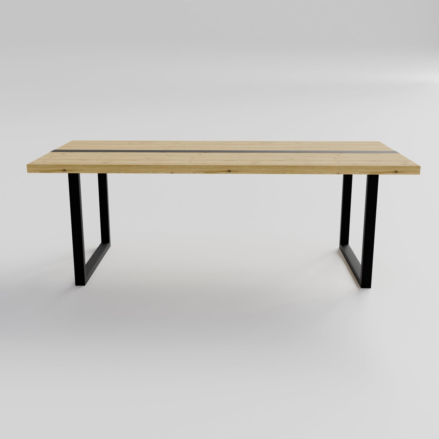 Table pied acier Carré plateau chêne