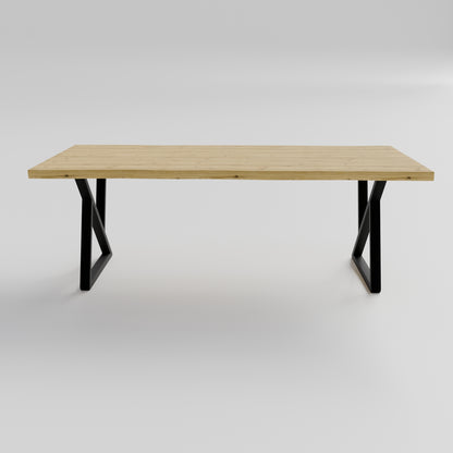 Table pied acier Sablier plateau chêne