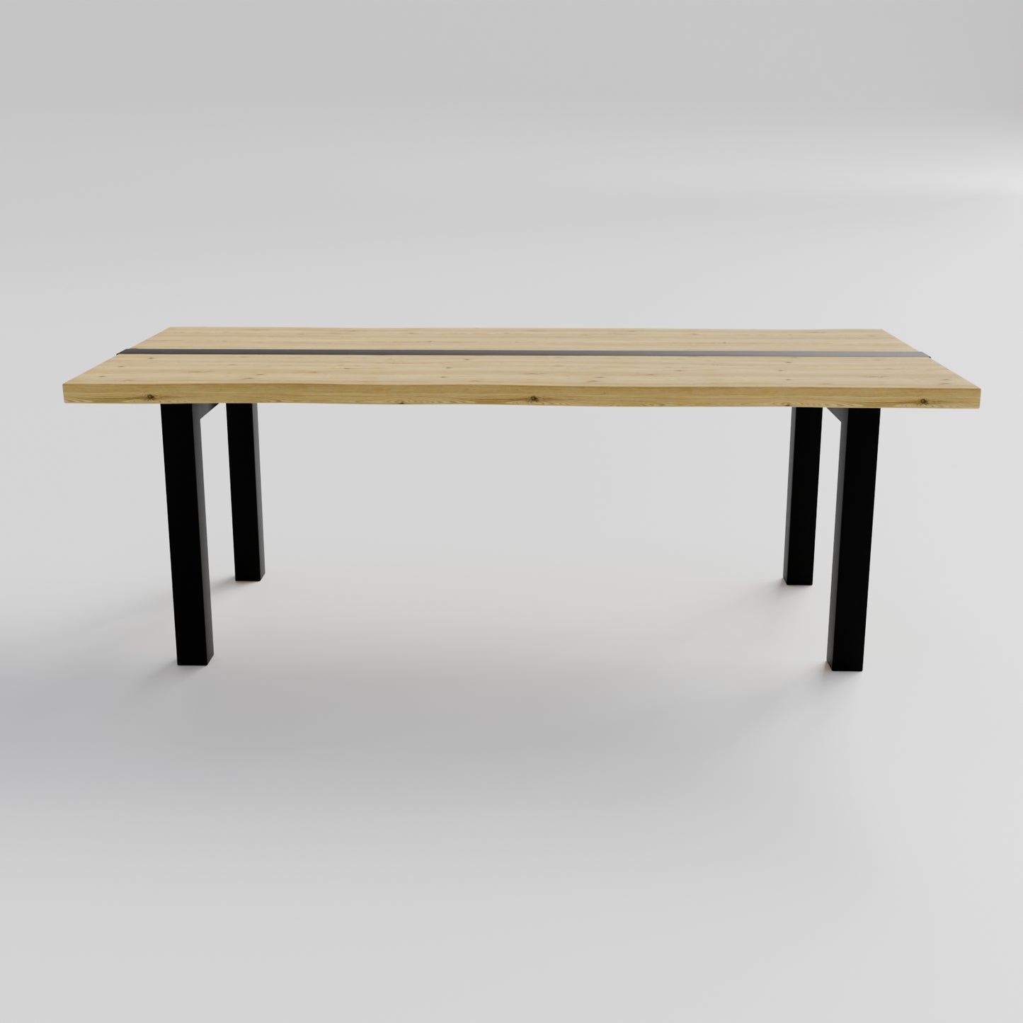 Table pied acier Droit plateau chêne