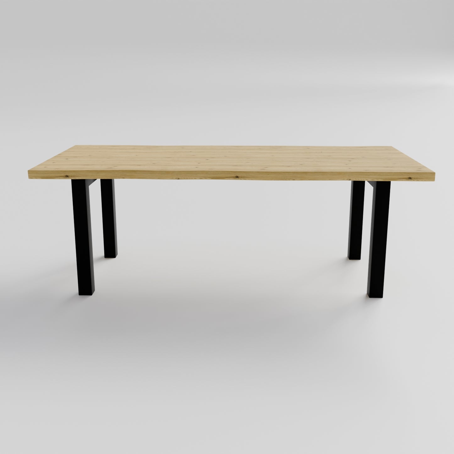 Table pied acier Droit plateau chêne
