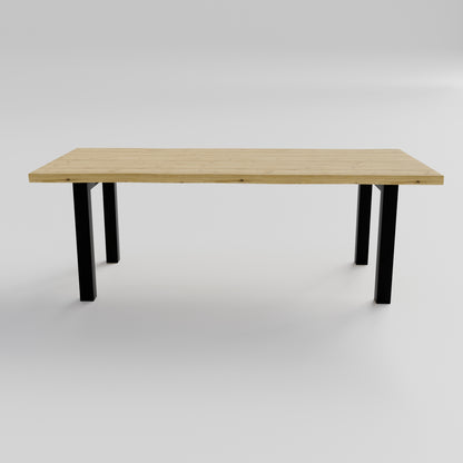 Table pied acier Droit plateau chêne