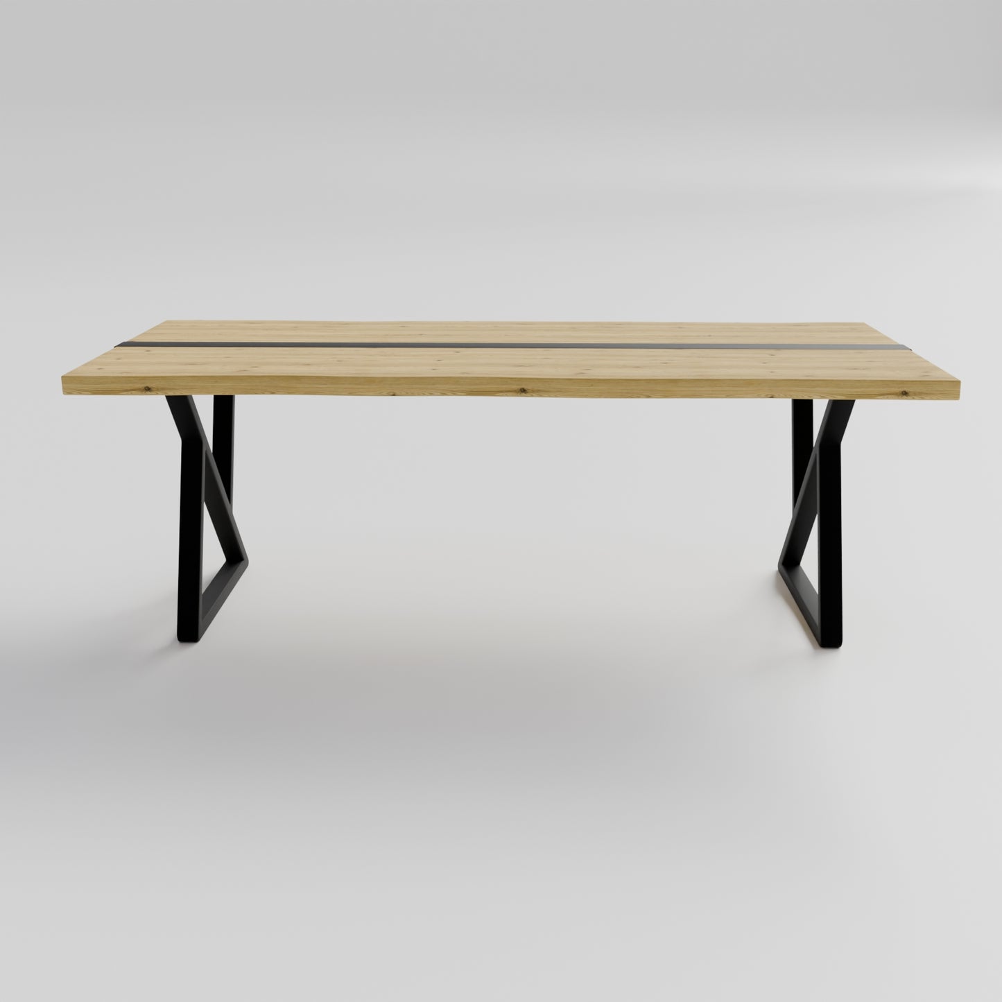 Table pied acier Sablier plateau chêne