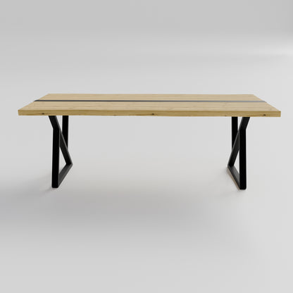 Table pied acier Sablier plateau chêne