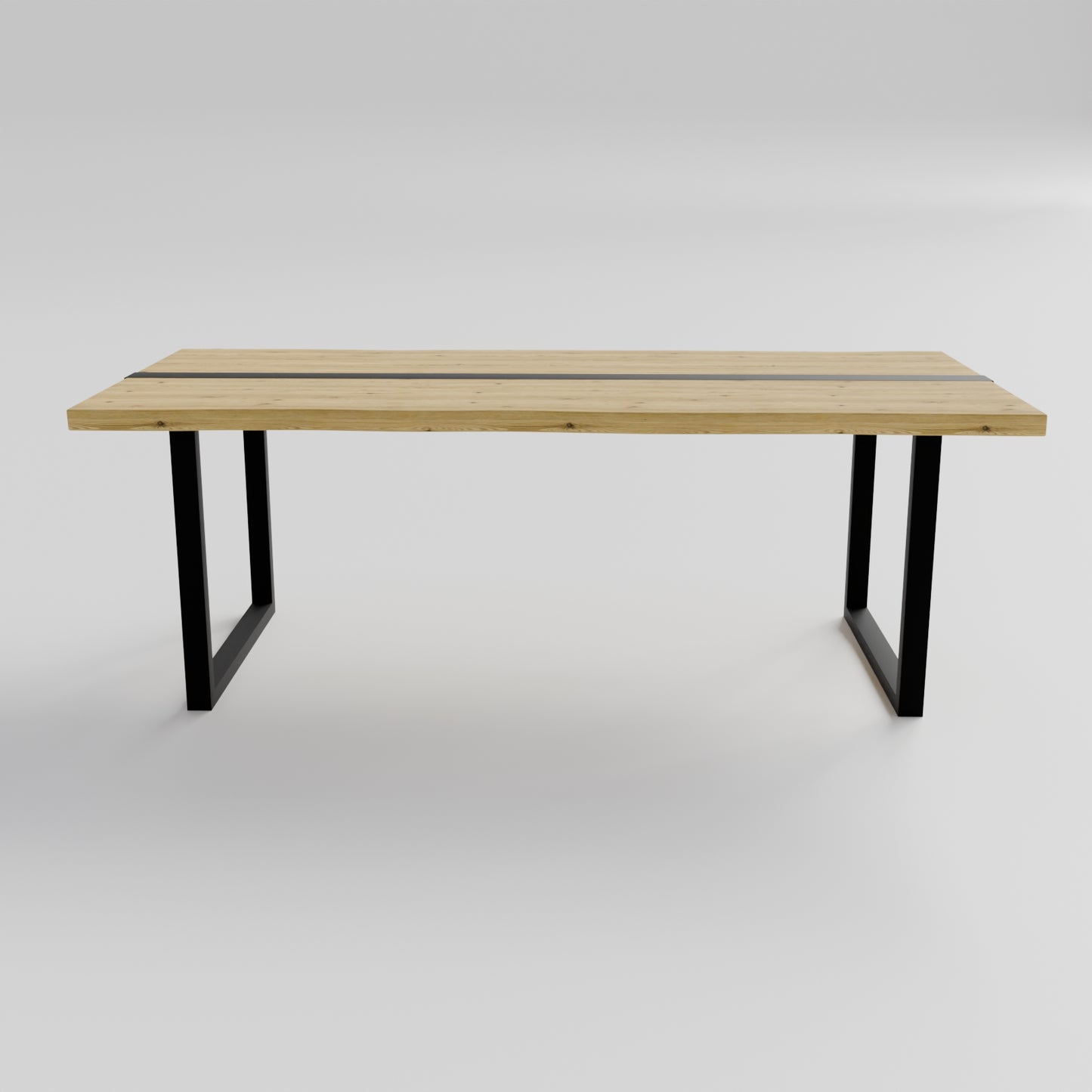 Table pied acier Carré plateau chêne