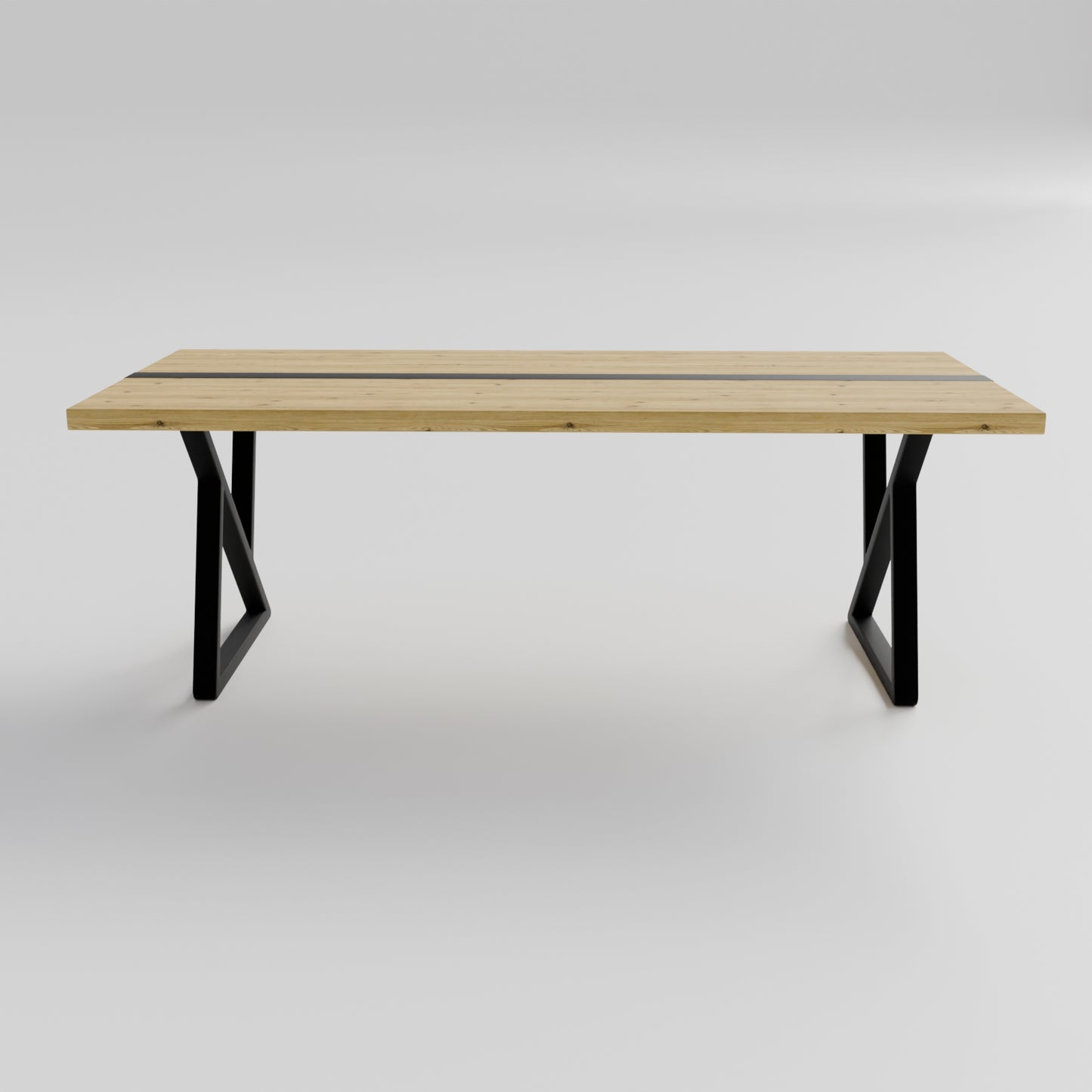 Table pied acier Sablier plateau chêne