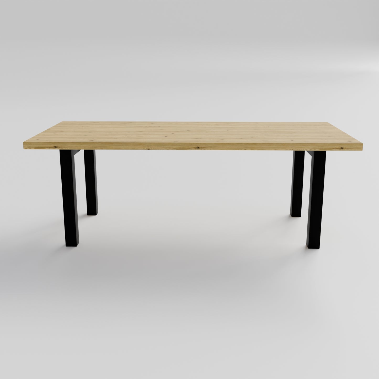Table pied acier Droit plateau chêne
