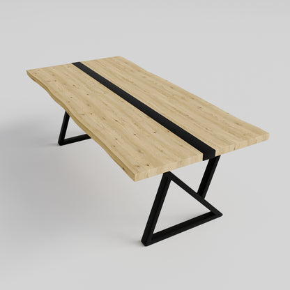 Table pied acier Sablier plateau chêne