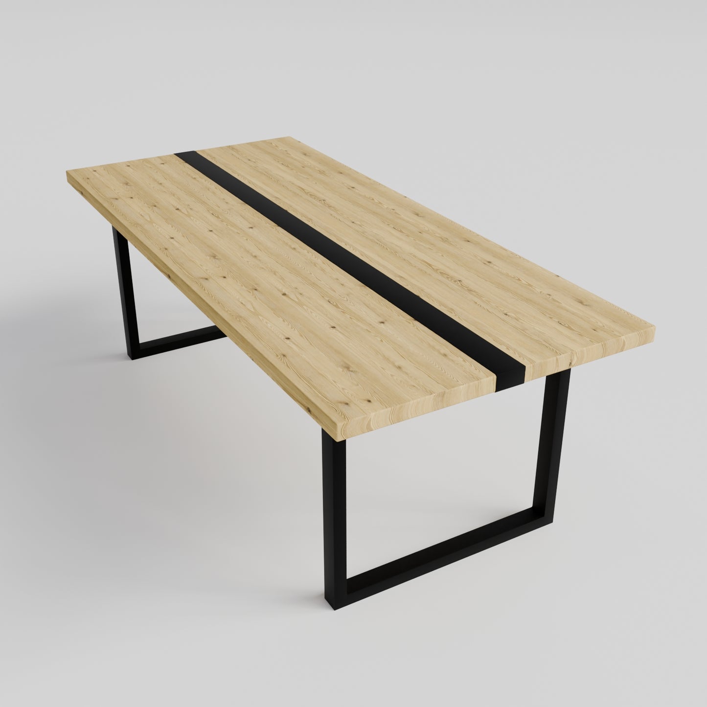 Table pied acier Carré plateau chêne