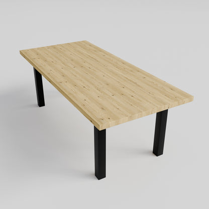 Table pied acier Droit plateau chêne