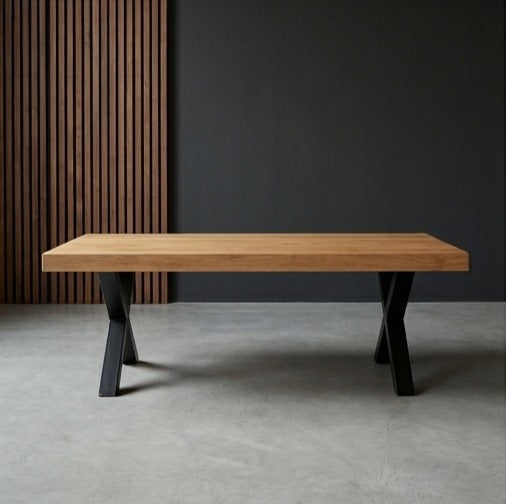 Table basse pied acier plateau chêne