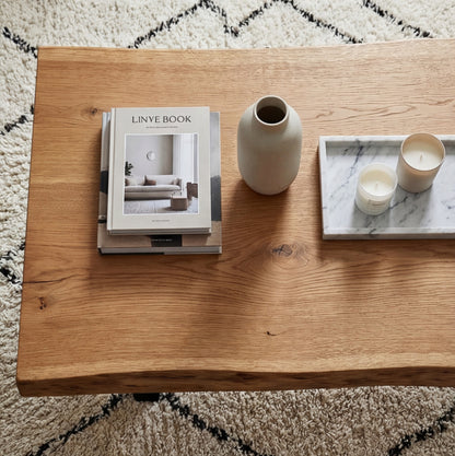 Table basse pied acier plateau chêne