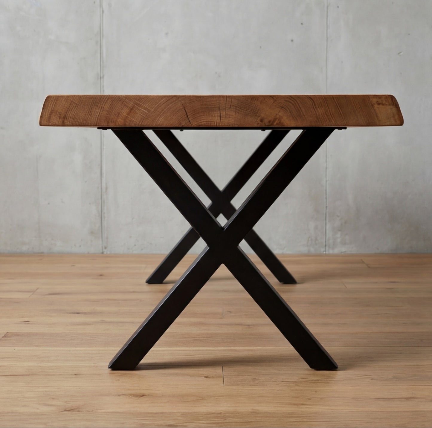 Table basse pied acier plateau chêne